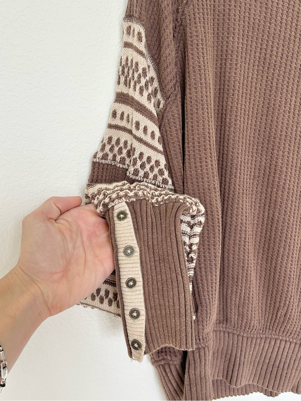 NWT Free People Get Cozy Pullover in Hot Fudge Combo - Picture 4 of 8